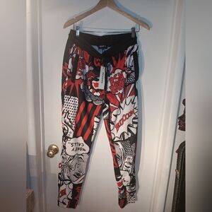 Reason Comic-Style Graphic Joggers in Black and Red